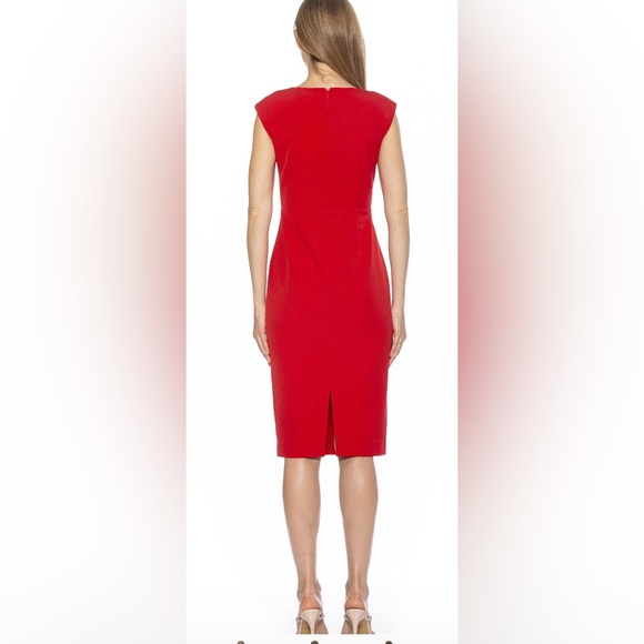 NWT Alexia Admor Harper Cap Sleeve Corset Midi Dress Size 6 Red - Picture 3 of 4